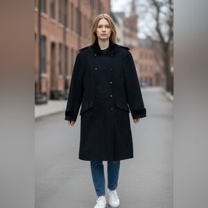 Gallery Women's Black Double-Breasted Pea Coat